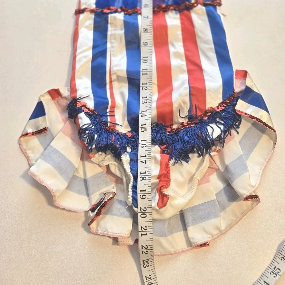 Vintage 1976 Advance Theatrical Leo-Tard Girls Dance Costume 8C Patriotic Gloves